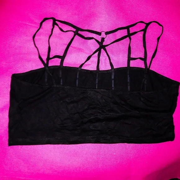 Plus Size Black or White Strappy Bralette Crop Top - Picture 6 of 8